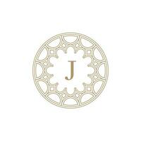 initial letter J ornamental emblem frame circle pattern logo vector