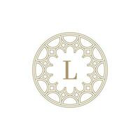 initial letter L ornamental emblem frame circle pattern logo vector