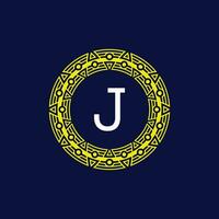 initial letter J futuristic circle pattern frame emblem logo vector