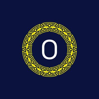 initial letter O futuristic circle pattern frame emblem logo