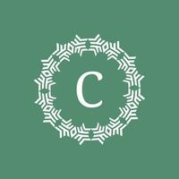 initial letter C ornamental futuristic circle pattern frame emblem logo vector