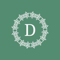 initial letter D ornamental futuristic circle pattern frame emblem logo vector