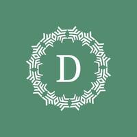 initial letter D ornamental futuristic circle pattern frame emblem logo vector