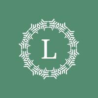 initial letter L ornamental futuristic circle pattern frame emblem logo vector