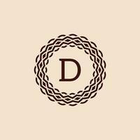 simple and elegant initial letter D ornamental circle frame logo vector