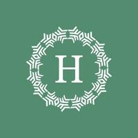 initial letter H ornamental futuristic circle pattern frame emblem logo vector