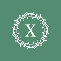 initial letter X ornamental futuristic circle pattern frame emblem logo vector