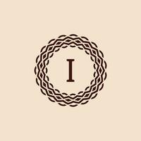 simple and elegant initial letter I ornamental circle frame logo vector