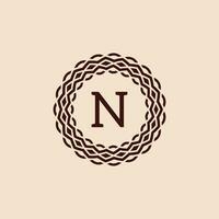 simple and elegant initial letter N ornamental circle frame logo vector