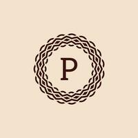 simple and elegant initial letter P ornamental circle frame logo vector