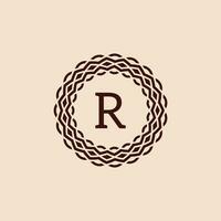 simple and elegant initial letter R ornamental circle frame logo vector