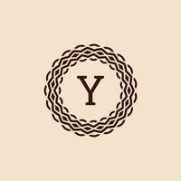 simple and elegant initial letter Y ornamental circle frame logo vector