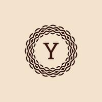 simple and elegant initial letter Y ornamental circle frame logo vector