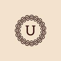 simple and elegant initial letter U ornamental circle frame logo vector