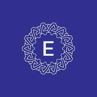 initial letter E modern circle frame ornament lines unique pattern logo vector