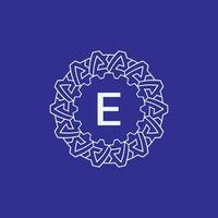 initial letter E modern circle frame ornament lines unique pattern logo vector