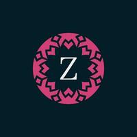 simple and elegant initial letter Z floral ornamental circle frame logo vector