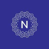 initial letter N modern circle frame ornament lines unique pattern logo vector