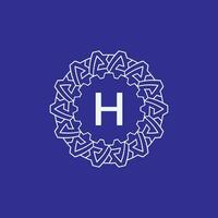 initial letter H modern circle frame ornament lines unique pattern logo vector