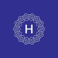 initial letter H modern circle frame ornament lines unique pattern logo vector