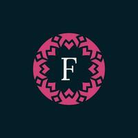 simple and elegant initial letter F floral ornamental circle frame logo vector