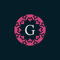 simple and elegant initial letter G floral ornamental circle frame logo vector