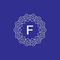 initial letter F modern circle frame ornament lines unique pattern logo vector