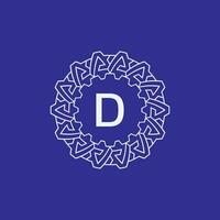 initial letter D modern circle frame ornament lines unique pattern logo vector