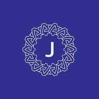 initial letter J modern circle frame ornament lines unique pattern logo vector