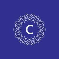 initial letter C modern circle frame ornament lines unique pattern logo vector
