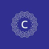 initial letter C modern circle frame ornament lines unique pattern logo vector