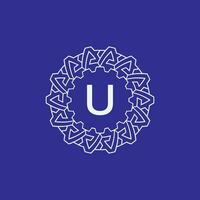 initial letter U modern circle frame ornament lines unique pattern logo vector