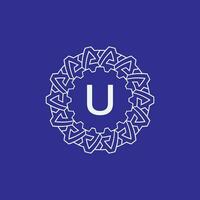 initial letter U modern circle frame ornament lines unique pattern logo vector