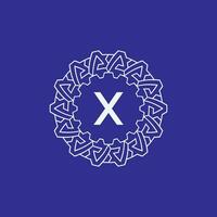 initial letter X modern circle frame ornament lines unique pattern logo vector