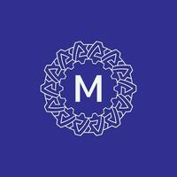 initial letter M modern circle frame ornament lines unique pattern logo vector