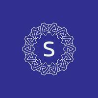 initial letter S modern circle frame ornament lines unique pattern logo vector