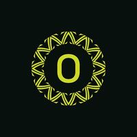 initial letter O ornamental emblem frame circle pattern logo vector