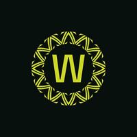initial letter W ornamental emblem frame circle pattern logo vector