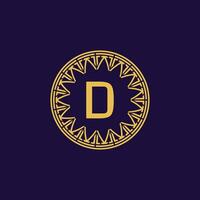 initial letter D ornamental emblem frame circle pattern logo vector