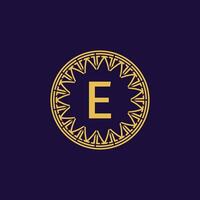 initial letter E ornamental emblem frame circle pattern logo vector