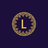 initial letter L ornamental emblem frame circle pattern logo vector