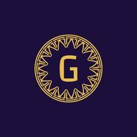 initial letter G ornamental emblem frame circle pattern logo vector