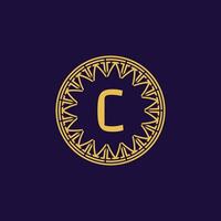 initial letter C ornamental emblem frame circle pattern logo vector