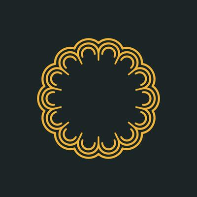 luxury elegant green gold dark circle floral pattern frame