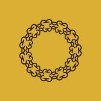 abstract elegant gold brown circle floral pattern frame vector