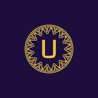 initial letter U ornamental emblem frame circle pattern logo vector