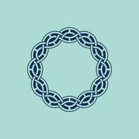 luxury elegant blue circle helix pattern frame vector