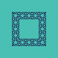 modern abstract blue square tribe pattern frame vector