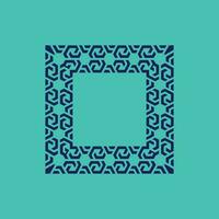 modern abstract blue square tribe pattern frame vector