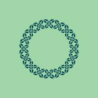 luxury elegant green circle leaves pattern frame vector